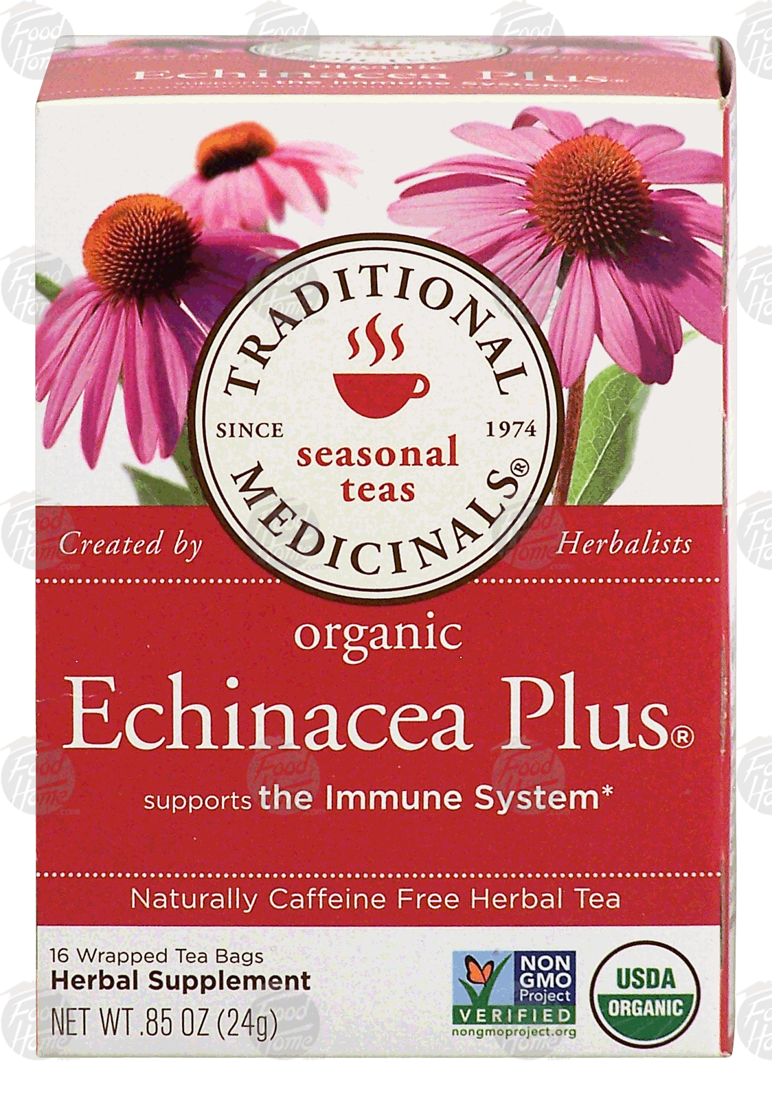 Traditional Medicinals Echinacea Plus herbal tea supports the immune system, caffeine free, 16-wrapped tea bags Full-Size Picture